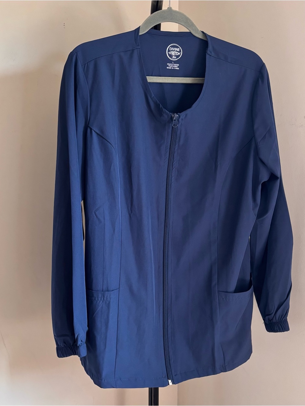 Navy scrubs Zip-Front Jacket